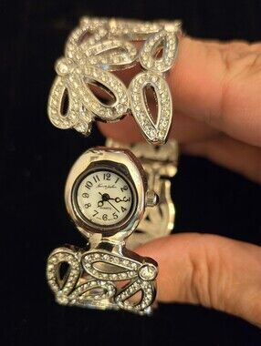 Kenneth Jay Lane Crystal Floral Bangle Watch